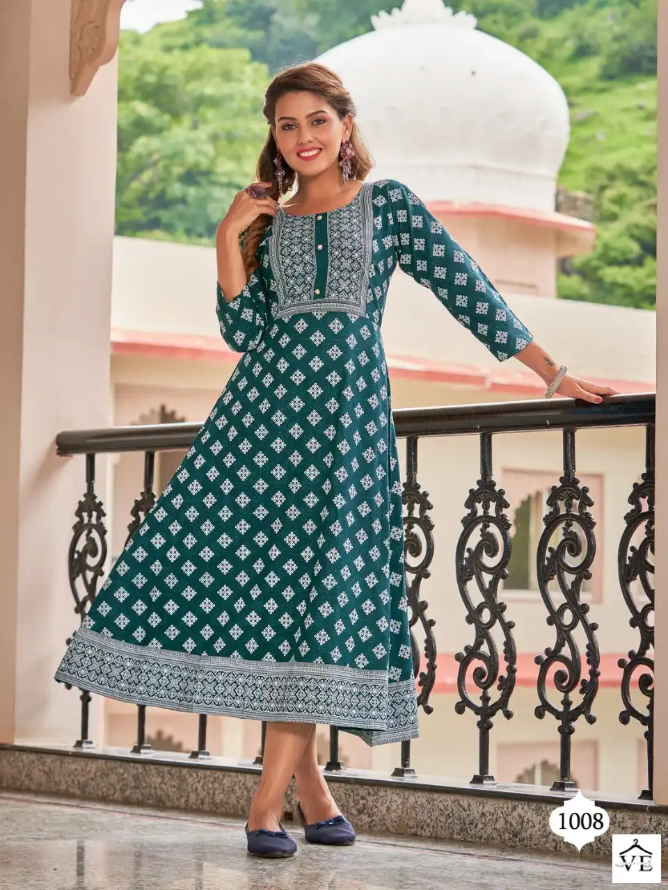 Vardan Ethnic Lilly V1 Pure 14 Kg Rayon Wholesale Long Kurtis Catalog — Wholesale Kurtis, MPA wholesale from Surat - Gallery Image 8