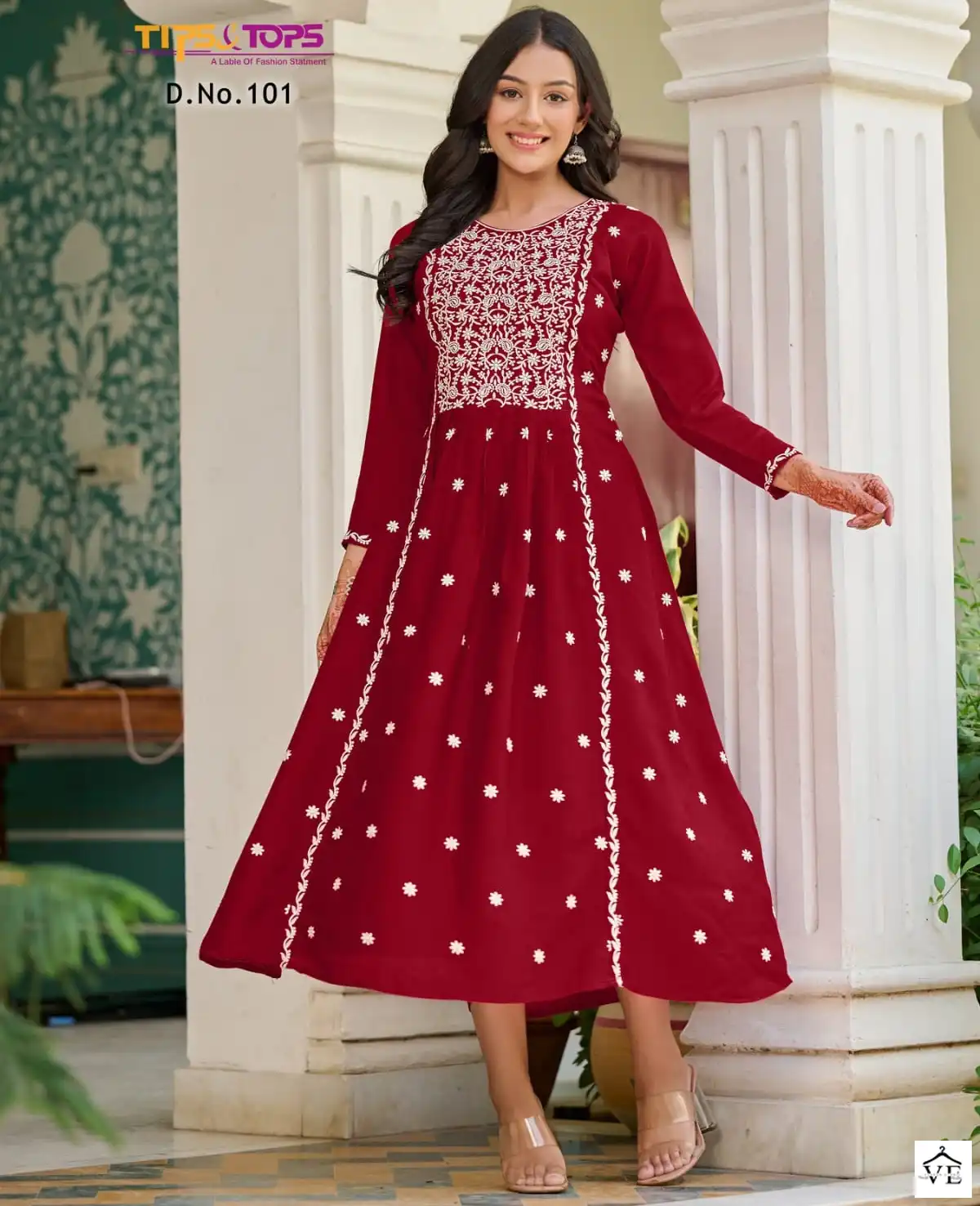 Tips & Tops Lakhnavi Rayon Slub 14Kg Wholesale Long Kurtis Catalog — Wholesale Kurtis, MPA wholesale from Surat — view 1