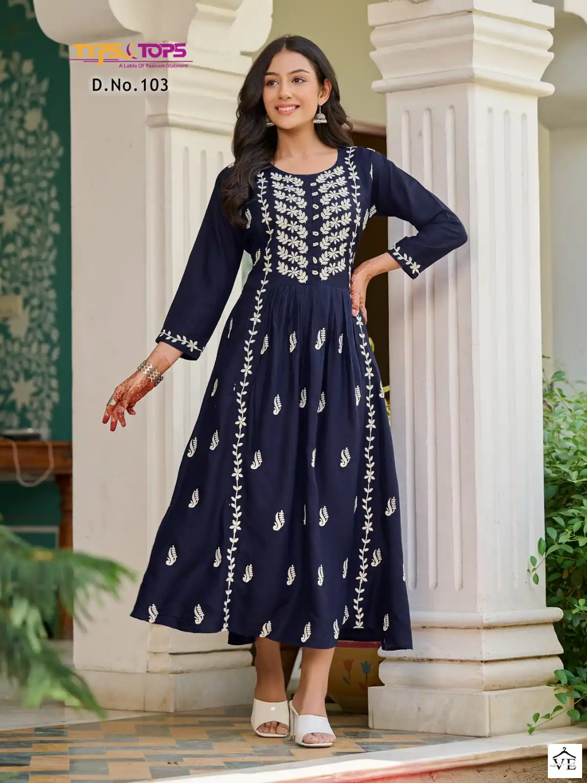 Tips & Tops Lakhnavi Rayon Slub 14Kg Wholesale Long Kurtis Catalog — Wholesale Kurtis, MPA wholesale from Surat - Gallery Image 6