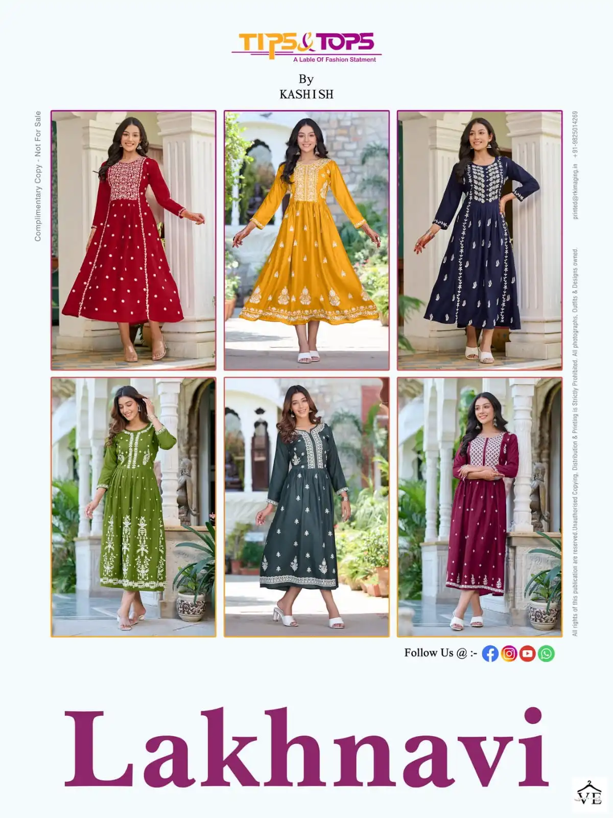 Tips &amp; Tops Lakhnavi Rayon Slub 14Kg  Wholesale Long Kurtis Catalog — Wholesale Kurtis, MPA wholesale from Surat — view 7