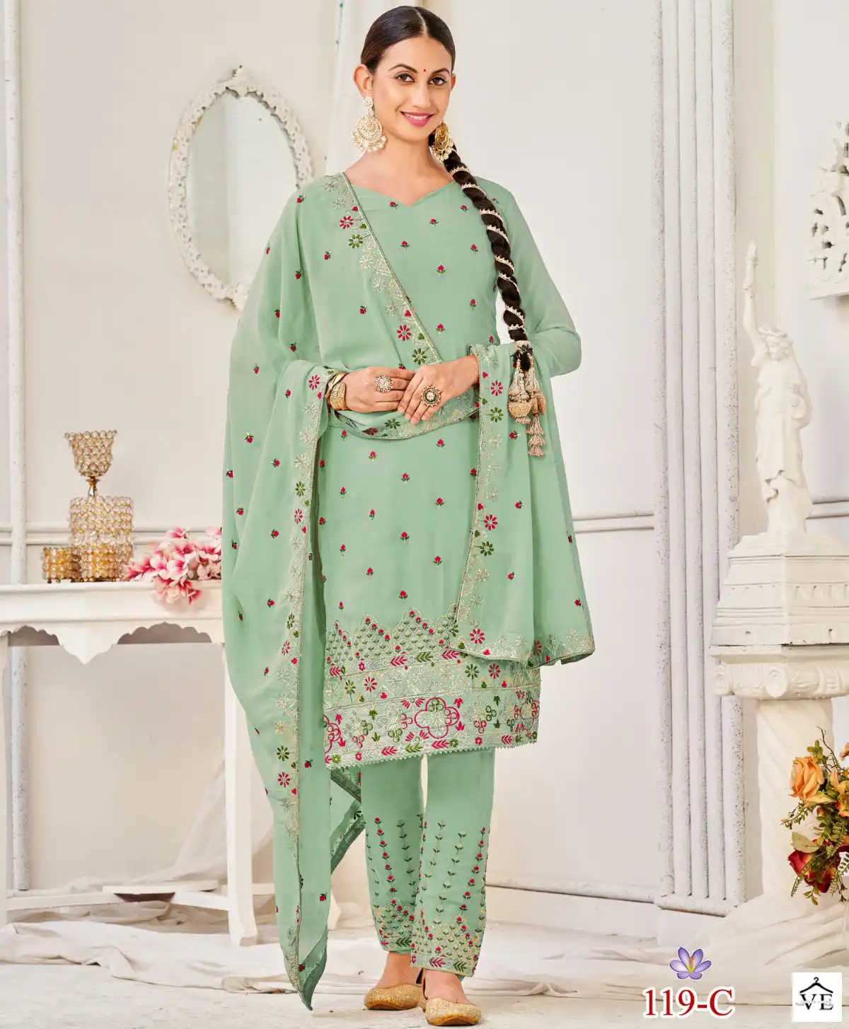Vardan Ethnic Liyana Faux Georgette Wholesale Designer Salwar Suit Catalog — Wholesale Salwar Suits, MPA wholesale from Surat — view 1