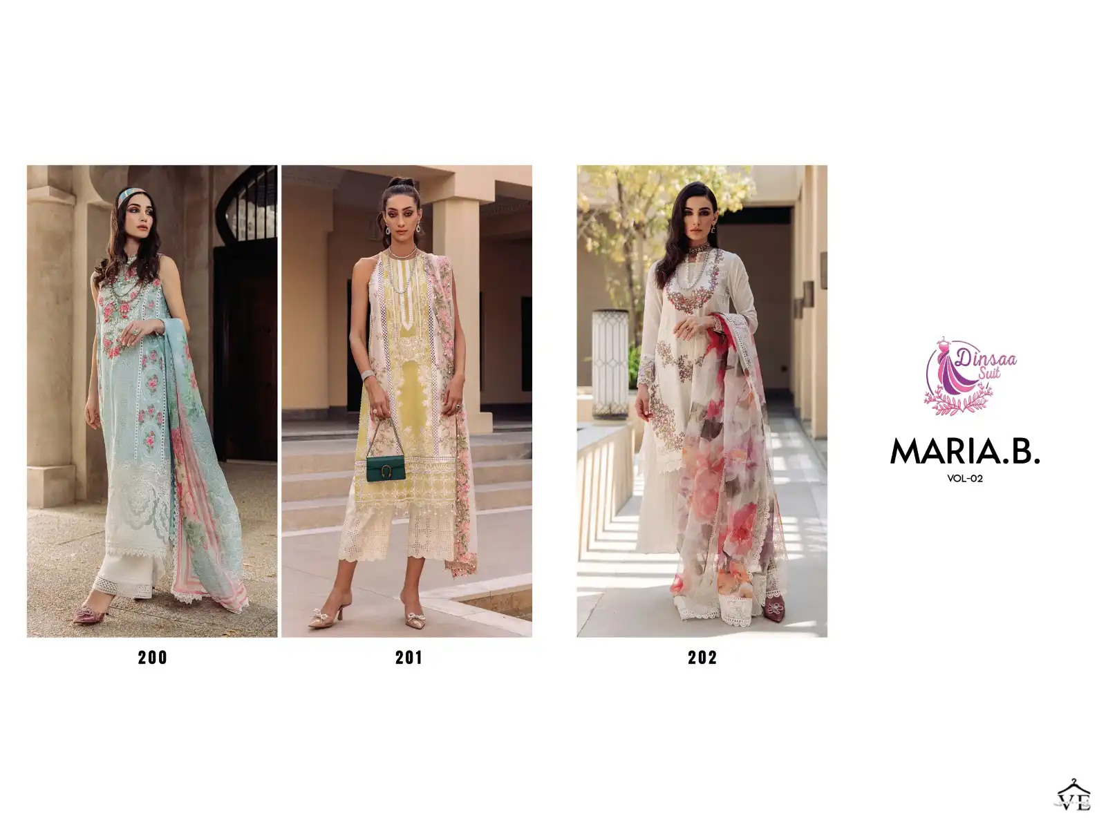 Dinsaa Maria B Vol 2 Pure Cotton Wholesale Pakistani Salwar Suit Catalog — Wholesale Salwar Suits, MPA wholesale from Surat — view 4