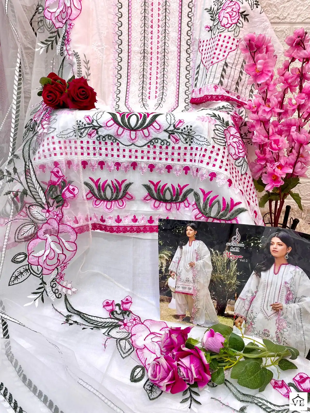Alif Maryam Vol 2 Pure Cambric Cotton Wholesale Pakistani Salwar Suit Catalog — Wholesale Salwar Suits, MPA wholesale from Surat — view 11