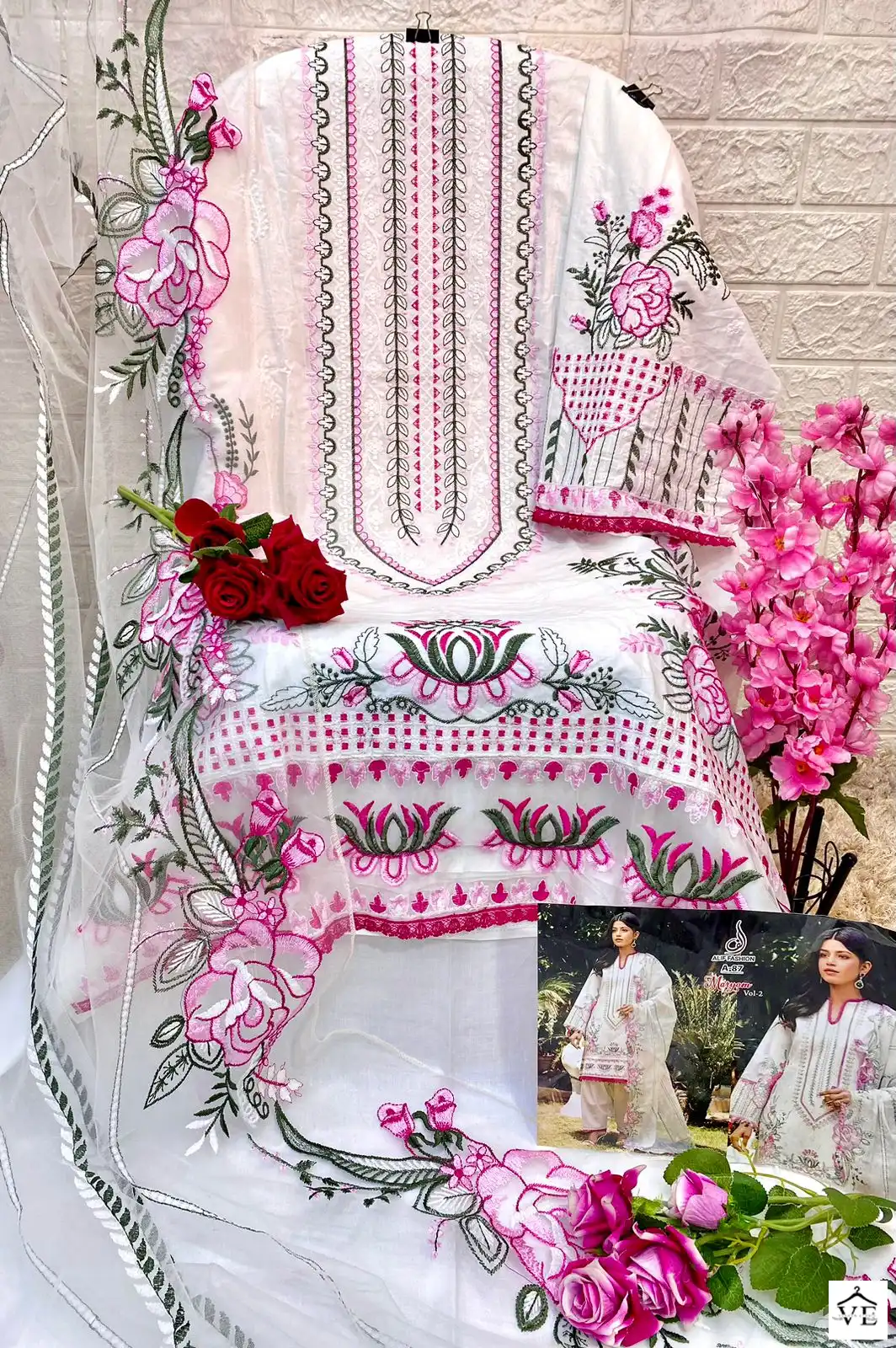 Alif Maryam Vol 2 Pure Cambric Cotton Wholesale Pakistani Salwar Suit Catalog — Wholesale Salwar Suits, MPA wholesale from Surat - Gallery Image 9