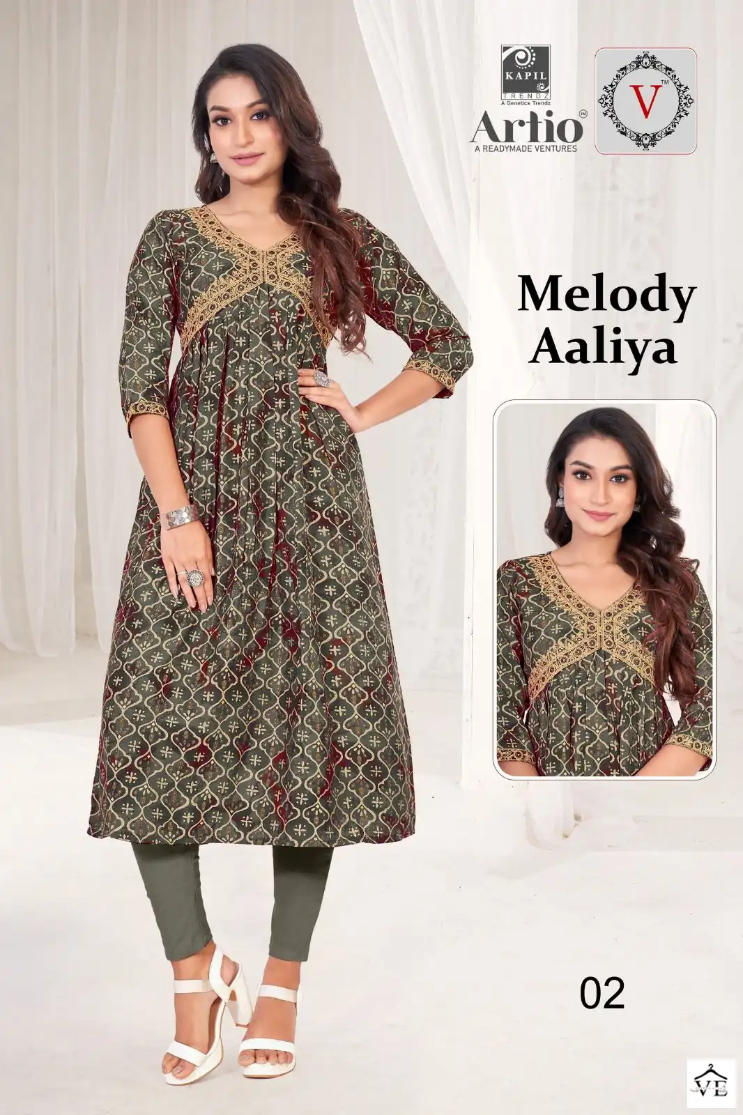 Kapil Trendz Melody Aaliya Modal Wholesale Long Kurtis Catalog — Wholesale Kurtis, MPA wholesale from Surat - Gallery Image 3