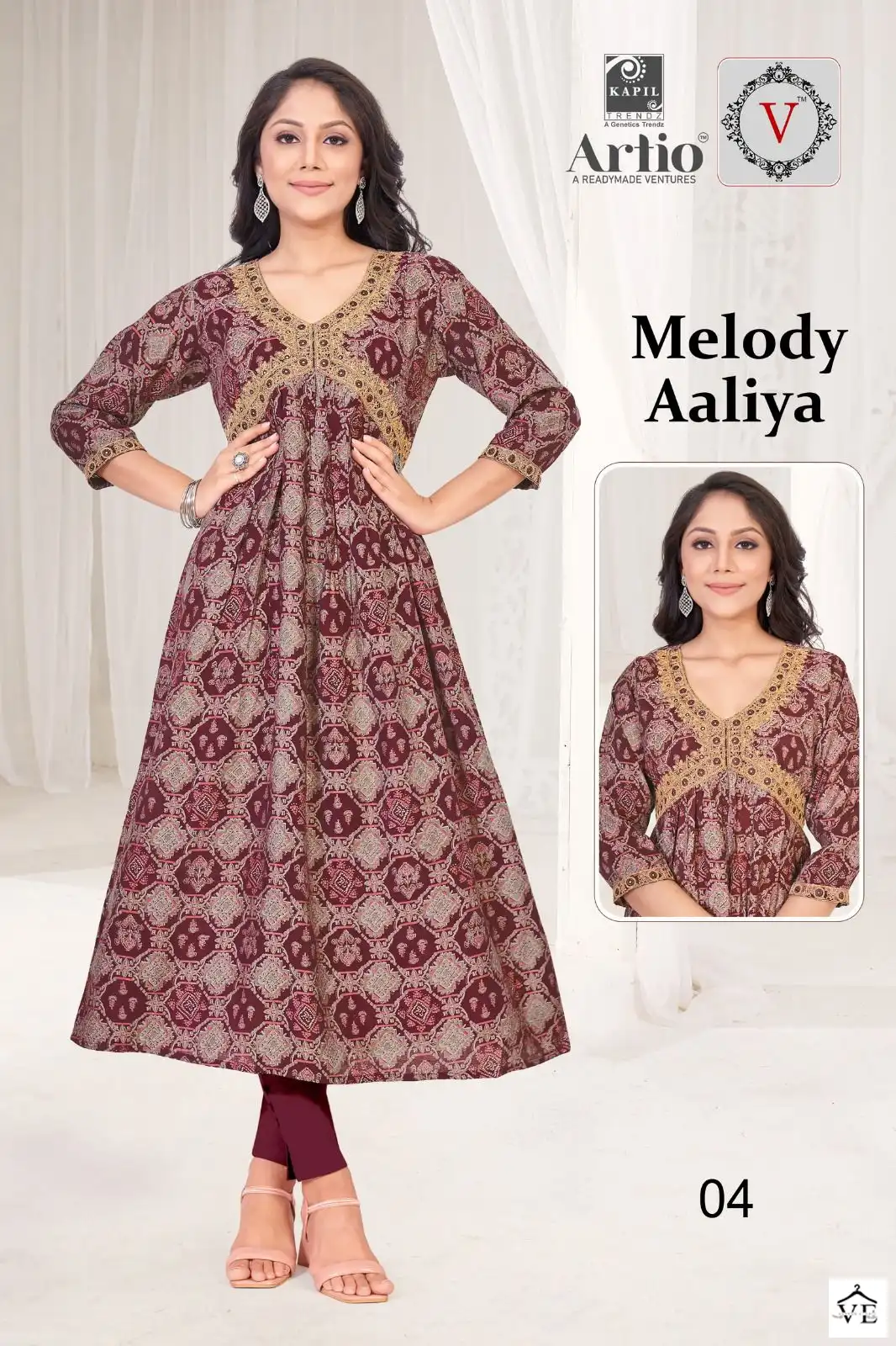 Kapil Trendz Melody Aaliya Modal Wholesale Long Kurtis Catalog — Wholesale Kurtis, MPA wholesale from Surat - Gallery Image 5