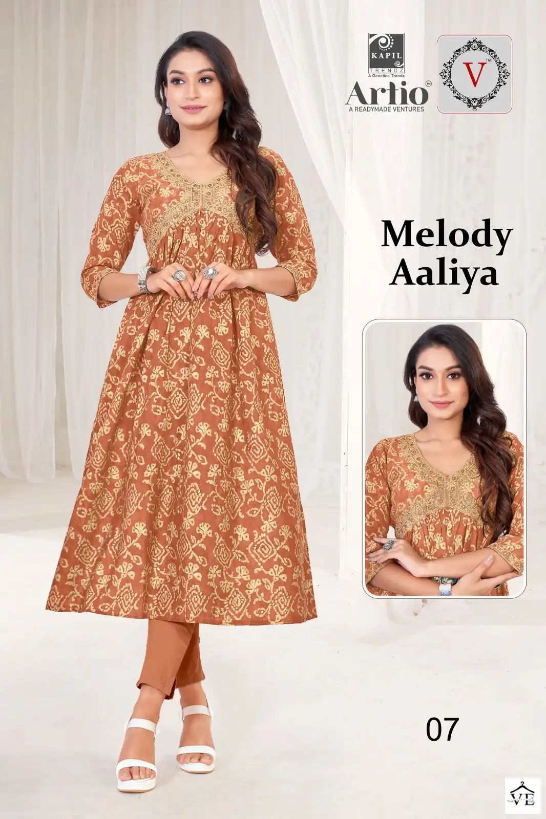 Kapil Trendz Melody Aaliya Modal Wholesale Long Kurtis Catalog — Wholesale Kurtis, MPA wholesale from Surat - Gallery Image 8