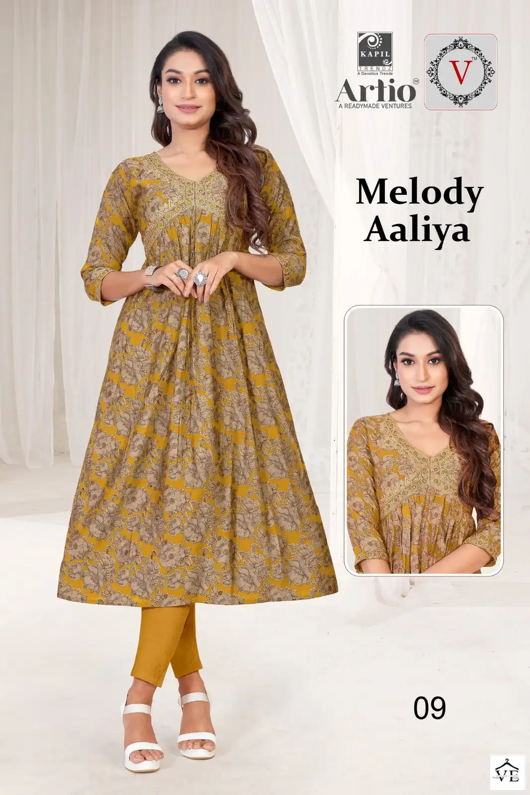 Kapil Trendz Melody Aaliya Modal Wholesale Long Kurtis Catalog — Wholesale Kurtis, MPA wholesale from Surat - Gallery Image 9