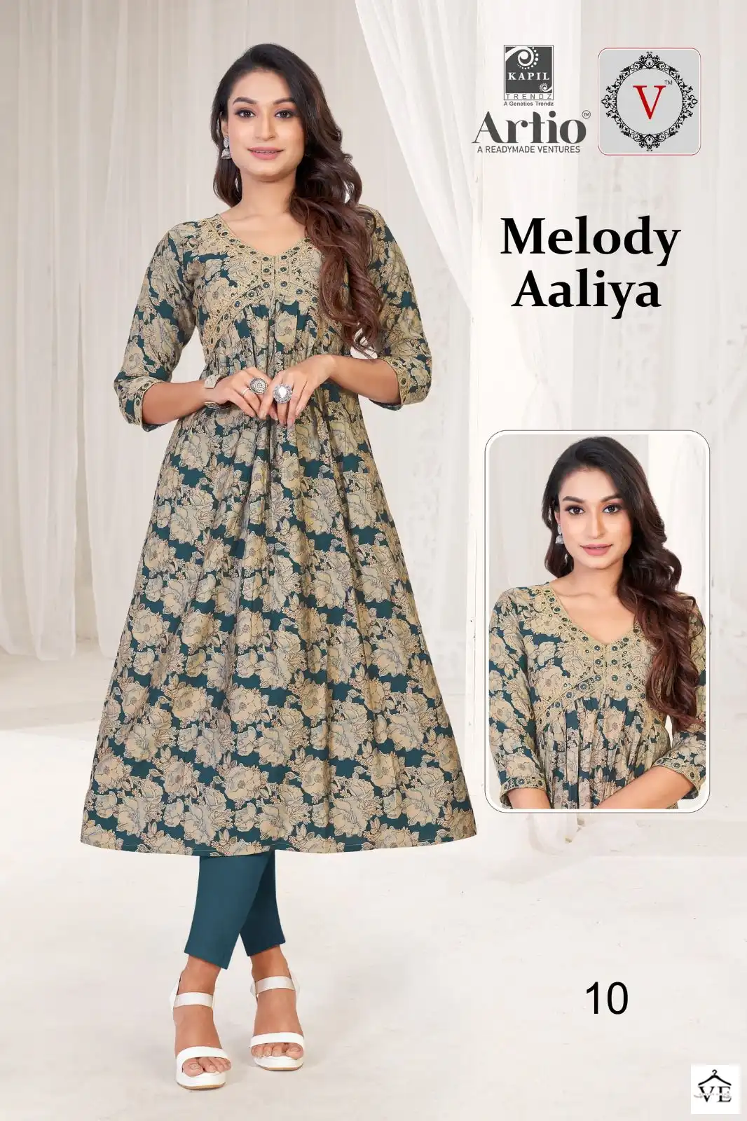 Kapil Trendz Melody Aaliya Modal Wholesale Long Kurtis Catalog — Wholesale Kurtis, MPA wholesale from Surat - Gallery Image 10