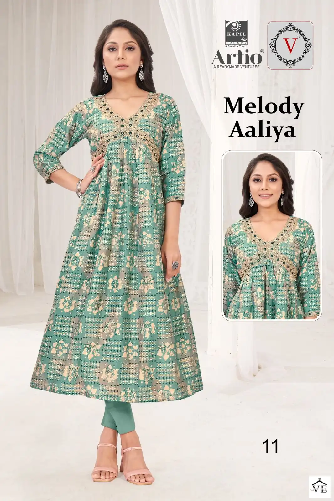 Kapil Trendz Melody Aaliya Modal Wholesale Long Kurtis Catalog — Wholesale Kurtis, MPA wholesale from Surat - Gallery Image 11