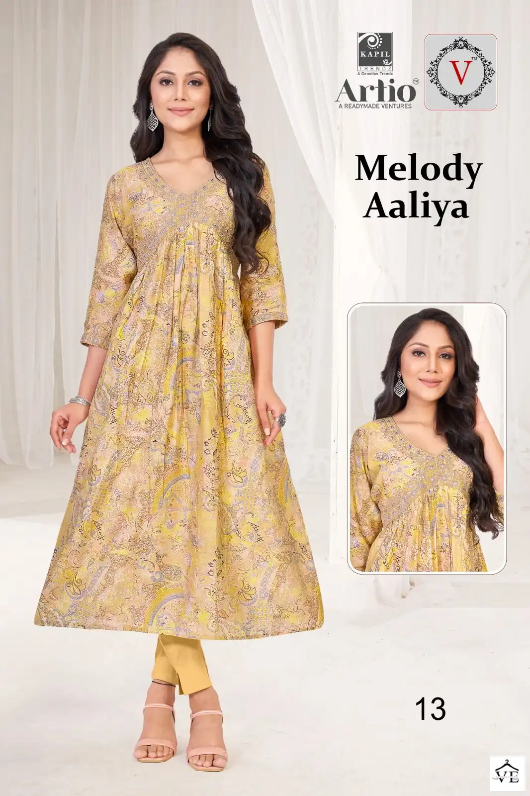 Kapil Trendz Melody Aaliya Modal Wholesale Long Kurtis Catalog — Wholesale Kurtis, MPA wholesale from Surat - Gallery Image 13