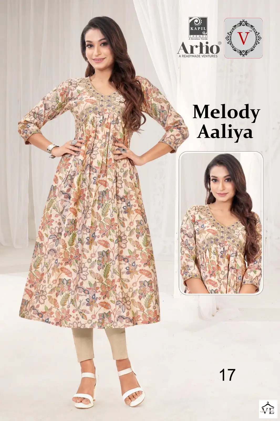 Kapil Trendz Melody Aaliya Modal Wholesale Long Kurtis Catalog — Wholesale Kurtis, MPA wholesale from Surat - Gallery Image 17