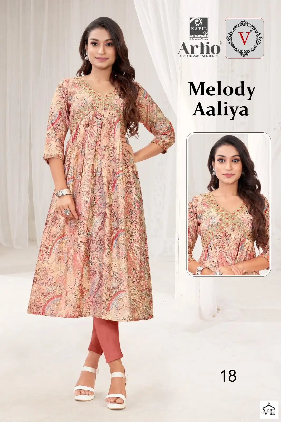 Kapil Trendz Melody Aaliya Modal Wholesale Long Kurtis Catalog — Wholesale Kurtis, MPA wholesale from Surat - Gallery Image 18