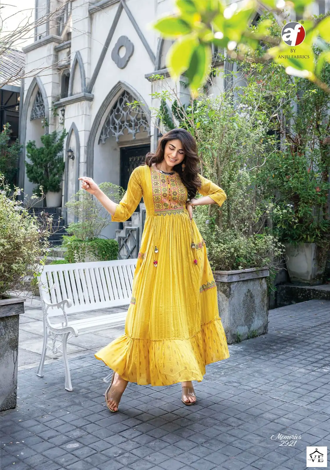 Anju Fabrics Memories Vol 4 Cotton Wholesale Designer Gowns Catalog — Wholesale Kurtis, MPA wholesale from Surat - Gallery Image 2