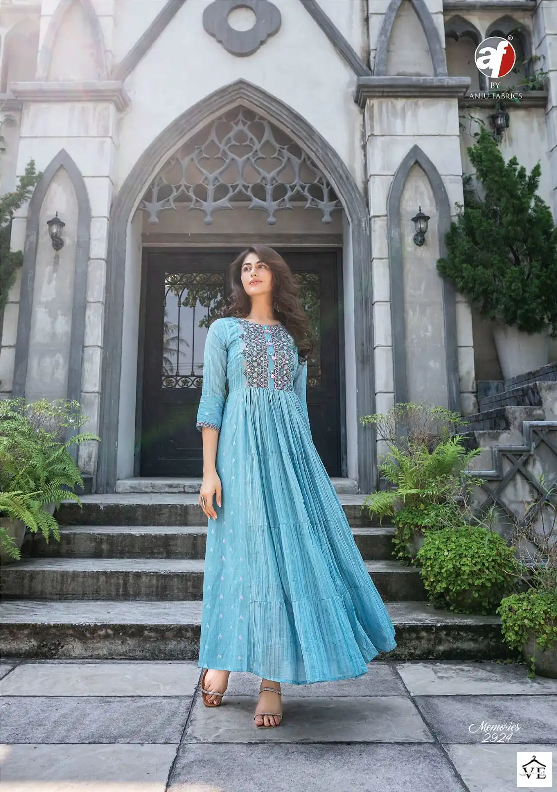 Anju Fabrics Memories Vol 4 Cotton Wholesale Designer Gowns Catalog — Wholesale Kurtis, MPA wholesale from Surat - Gallery Image 4