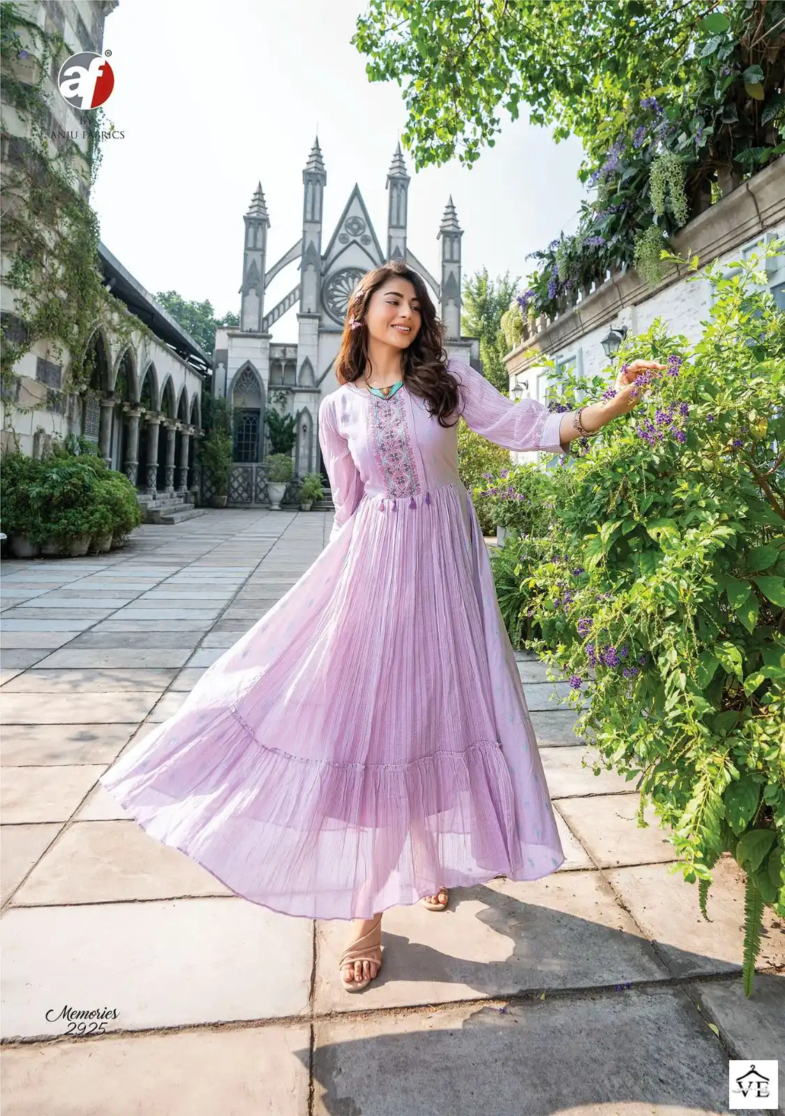 Anju Fabrics Memories Vol 4 Cotton Wholesale Designer Gowns Catalog — Wholesale Kurtis, MPA wholesale from Surat - Gallery Image 5