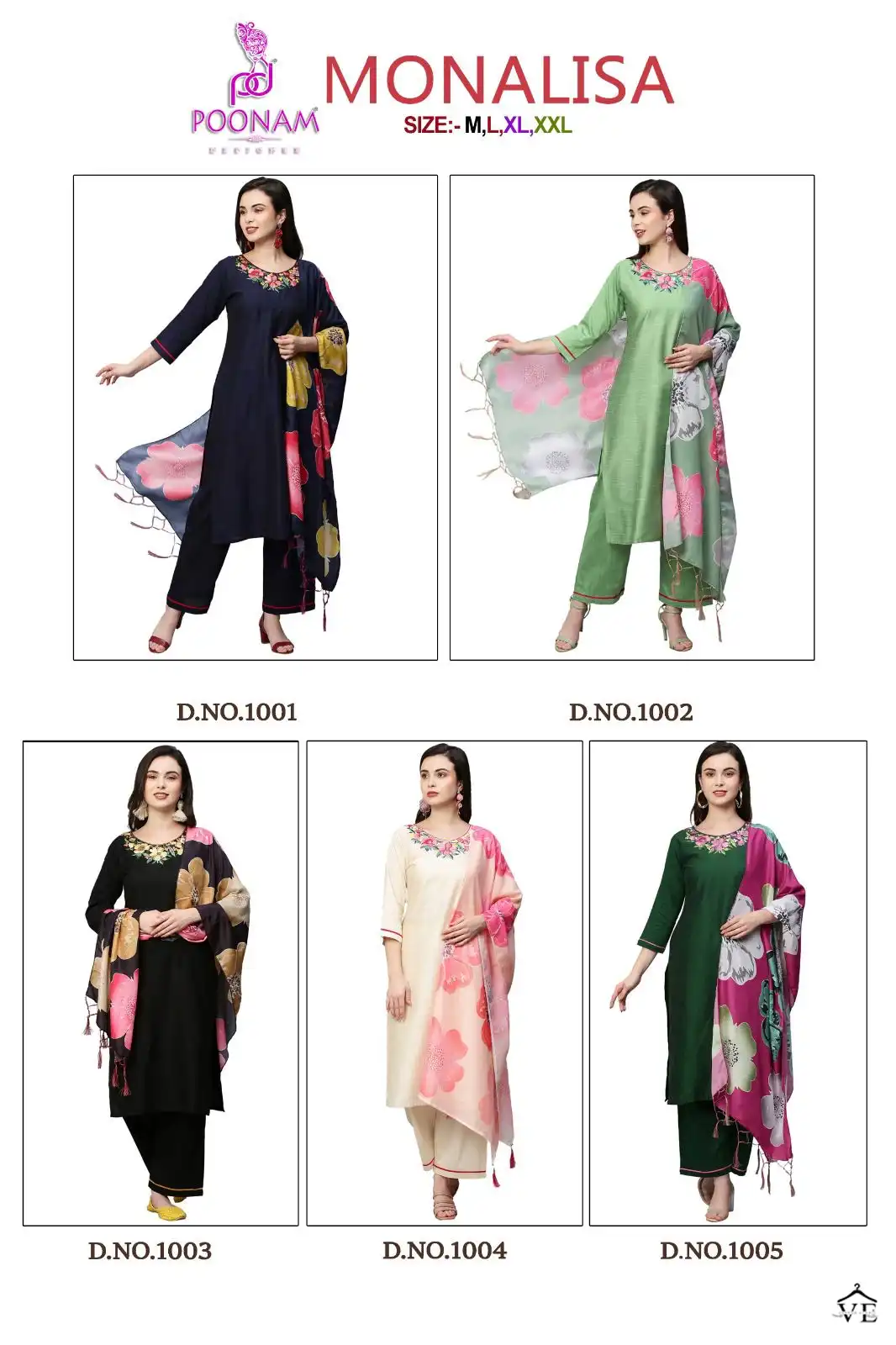 Poonam Designer Monalisa Cotton Wholesale Kurti Pant With Dupatta Catalog — Wholesale Salwar Suits, MPA wholesale from Surat — view 3