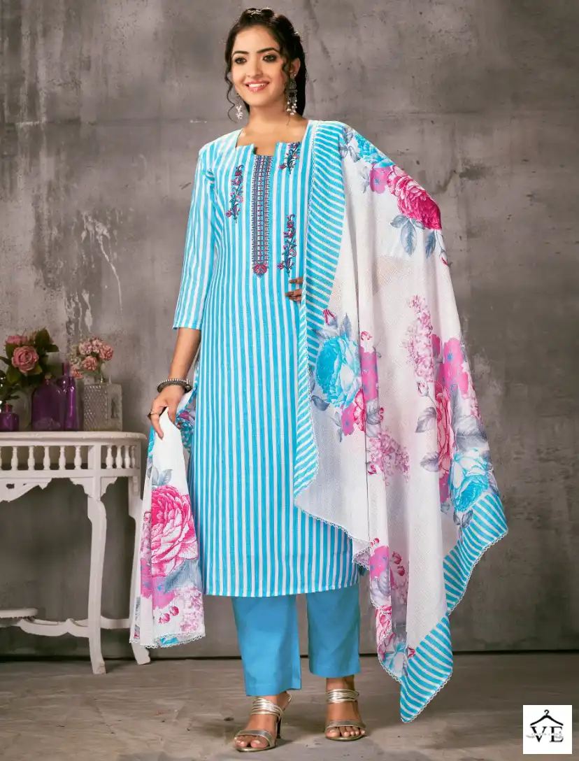 Bipson Mustang 2203 Pure Cotton Linen Wholesale Salwar Suit Catalog — Wholesale Salwar Suits, MPA wholesale from Surat — view 1