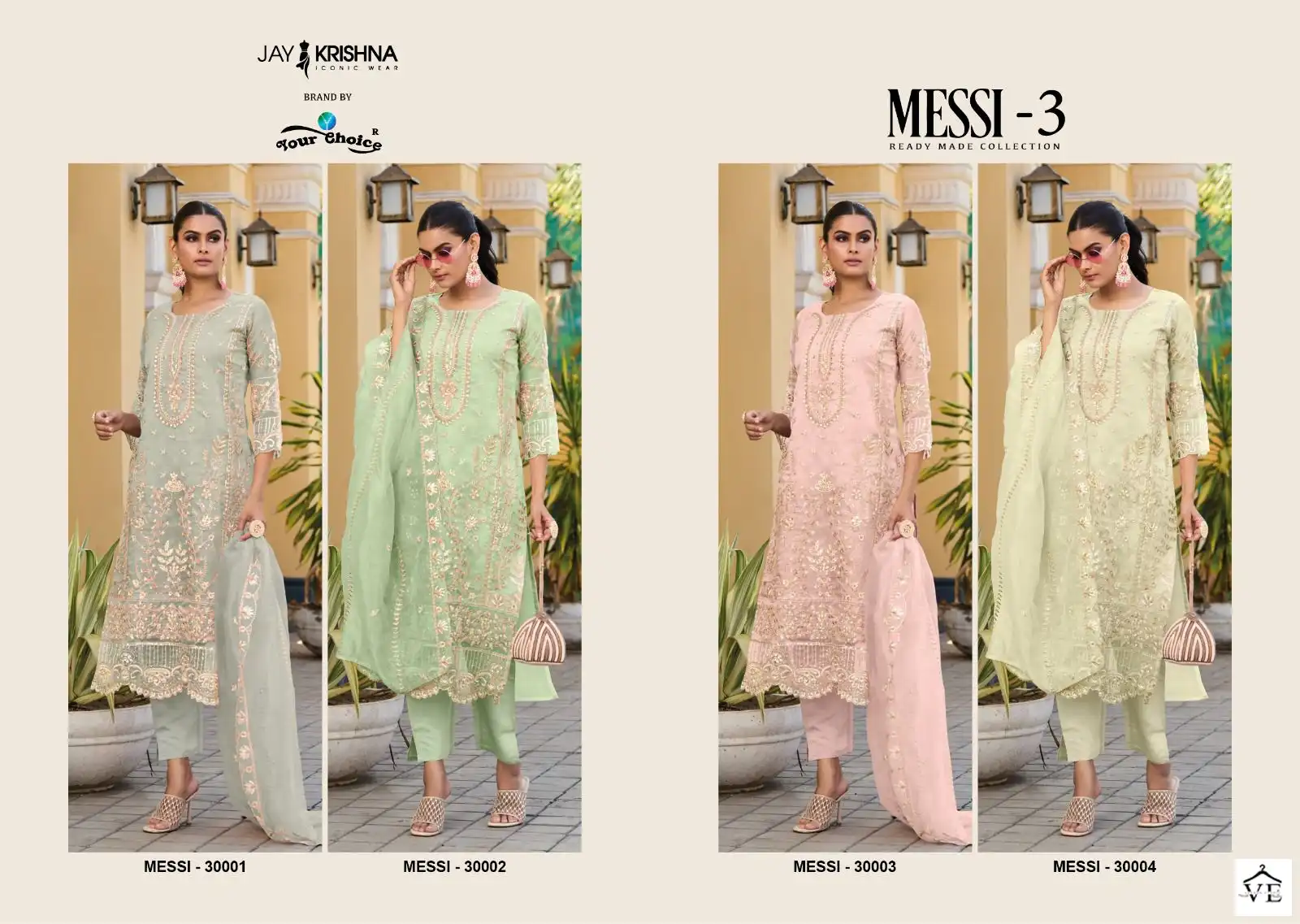 Vardan Ethnic Messi 3 Heavy Orgenga Wholesale Readymade Salwar Suit Catalog — Wholesale Salwar Suits, MPA wholesale from Surat — view 6