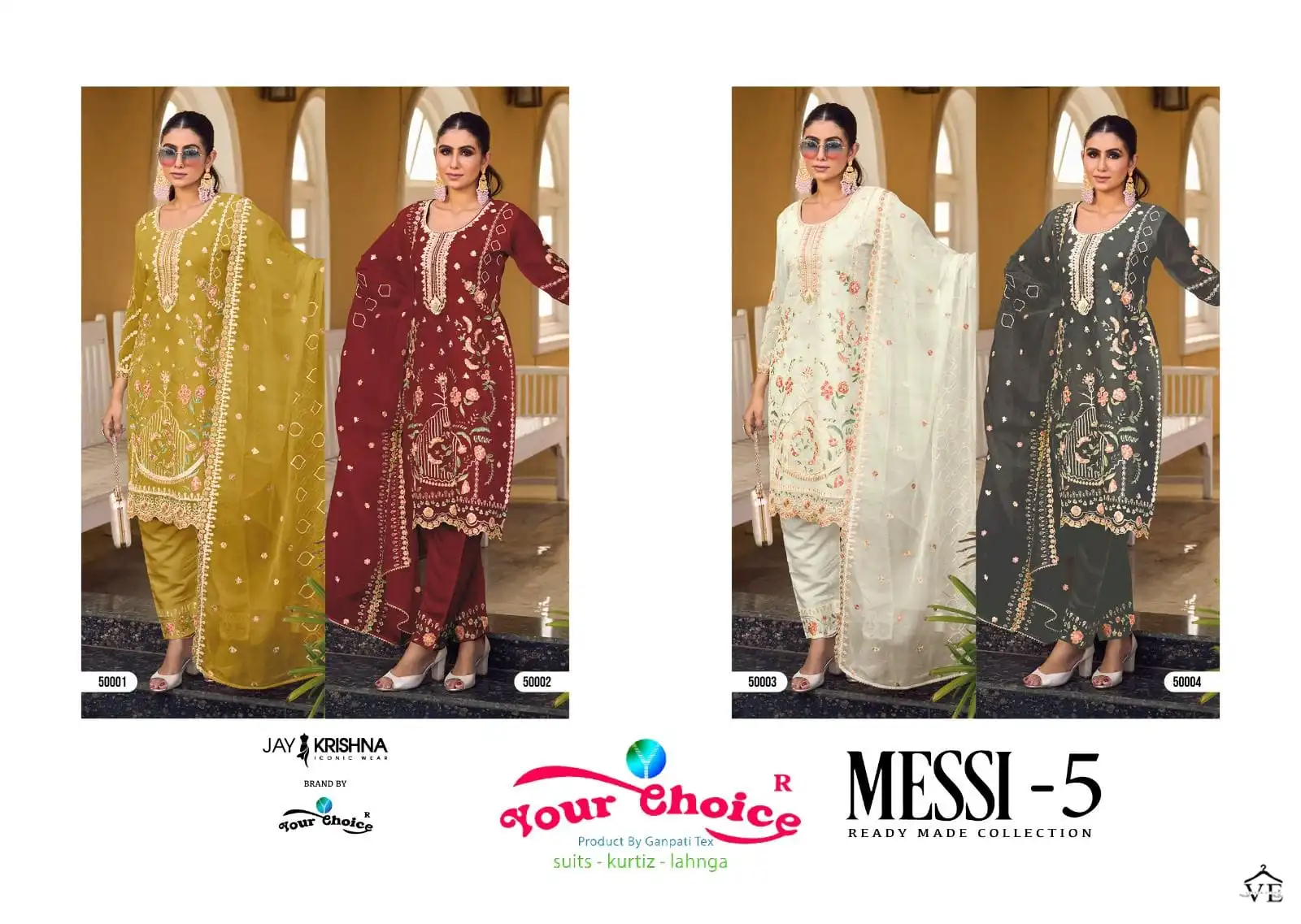 Your Choice Messi 5 Heavy Organza Wholesale Designer Readymade Salwar Suit Catalog — Wholesale Salwar Suits, MPA wholesale from Surat — view 5