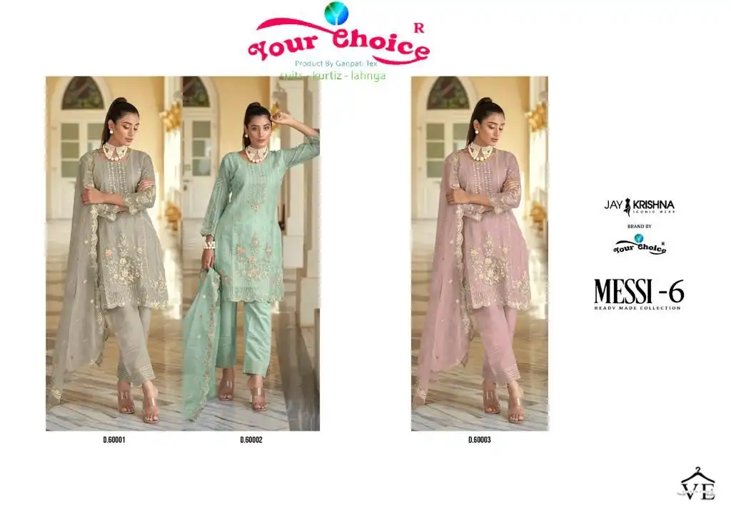 Your Choice Messi 6 Heavy Orgenga Wholesale Readymade Salwar Suit Catalog — Wholesale Salwar Suits, MPA wholesale from Surat — view 4