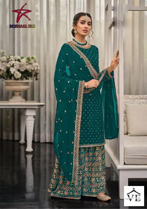 Hoor Tex Mishaal 8029 Heavy Georgette Wholesale Pakistani Salwar Suit Catalog — Wholesale Salwar Suits, MPA wholesale from Surat - Gallery Image 4