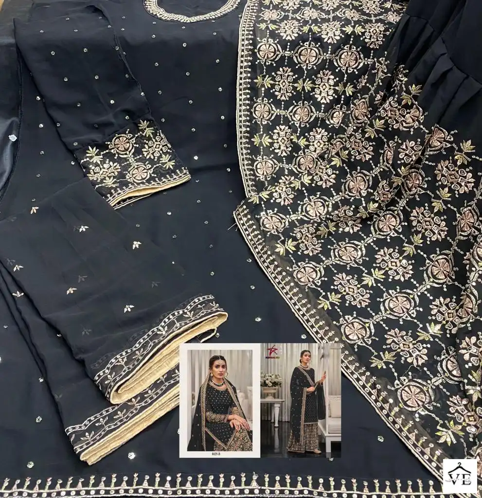 Hoor Tex Mishaal 8029 Heavy Georgette Wholesale Pakistani Salwar Suit Catalog — Wholesale Salwar Suits, MPA wholesale from Surat - Gallery Image 5