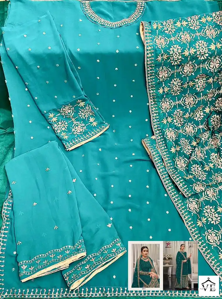 Hoor Tex Mishaal 8029 Heavy Georgette Wholesale Pakistani Salwar Suit Catalog — Wholesale Salwar Suits, MPA wholesale from Surat - Gallery Image 6