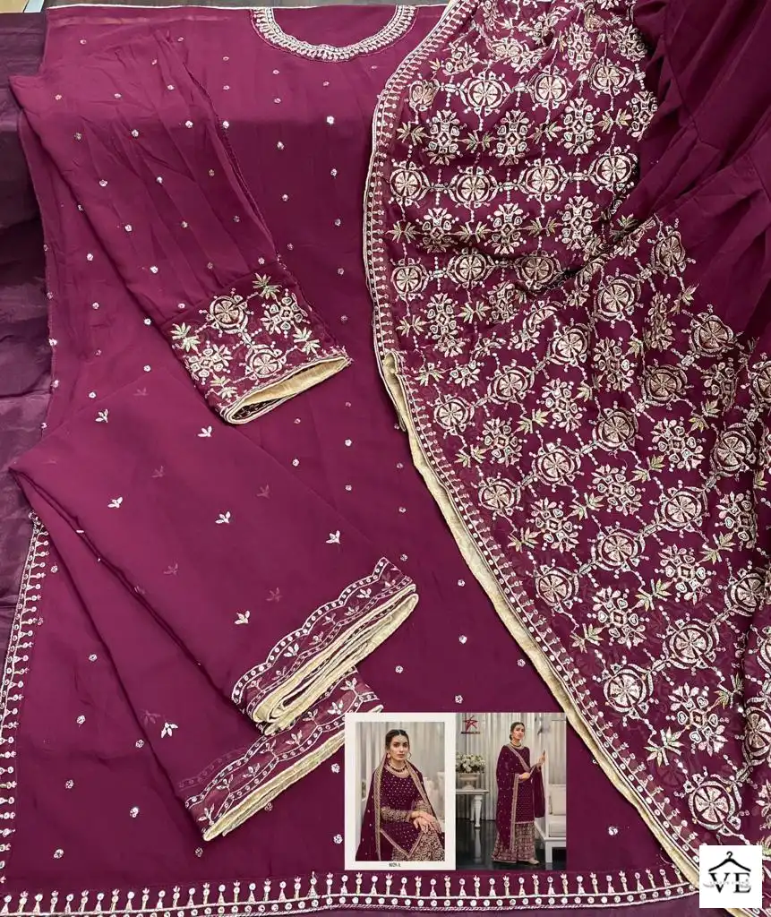 Hoor Tex Mishaal 8029 Heavy Georgette Wholesale Pakistani Salwar Suit Catalog — Wholesale Salwar Suits, MPA wholesale from Surat - Gallery Image 7