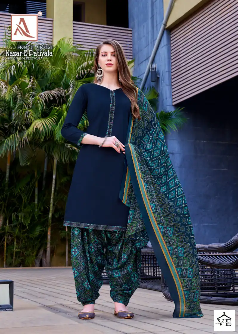 Alok Suits Nazar Rayon Wholesale Salwar Suit Catalog — Wholesale Salwar Suits, MPA wholesale from Surat - Gallery Image 7