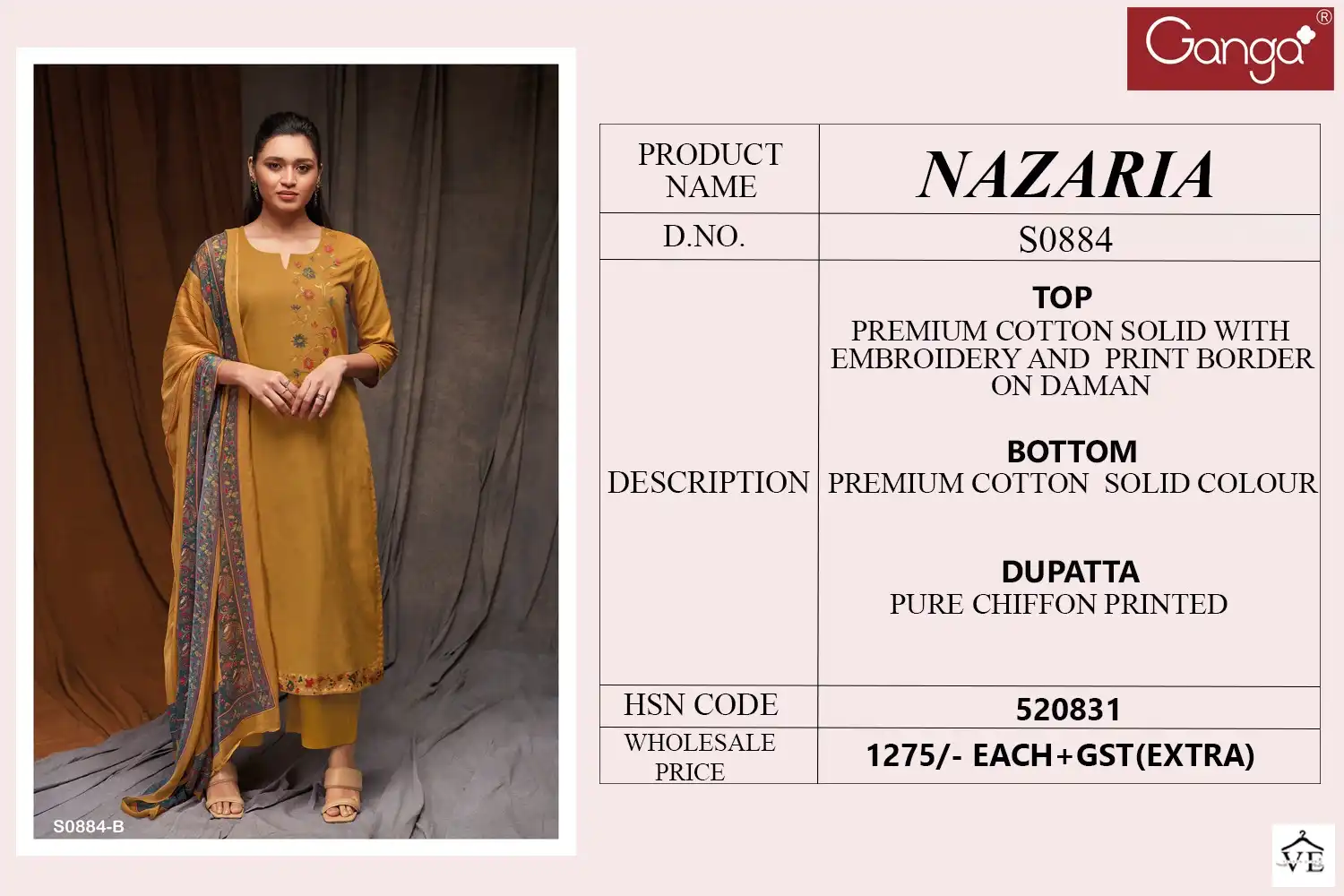 Ganga Nazaria 884 Premium Cotton Wholesale Designer Salwar Suit Catalog — Wholesale Salwar Suits, Ganga wholesale from Surat - Gallery Image 6