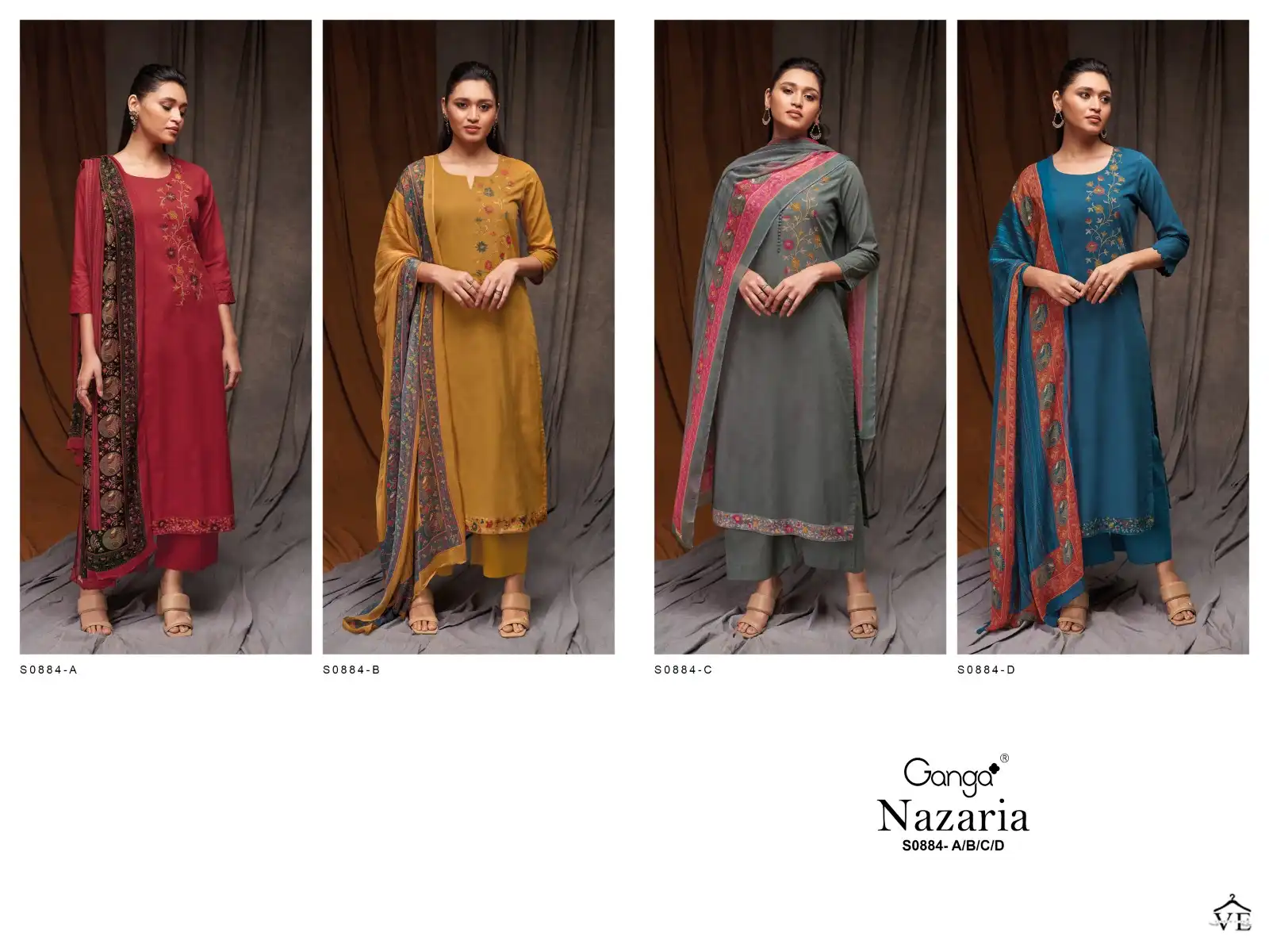 Ganga Nazaria 884 Premium Cotton Wholesale Designer Salwar Suit Catalog — Wholesale Salwar Suits, Ganga wholesale from Surat — view 7