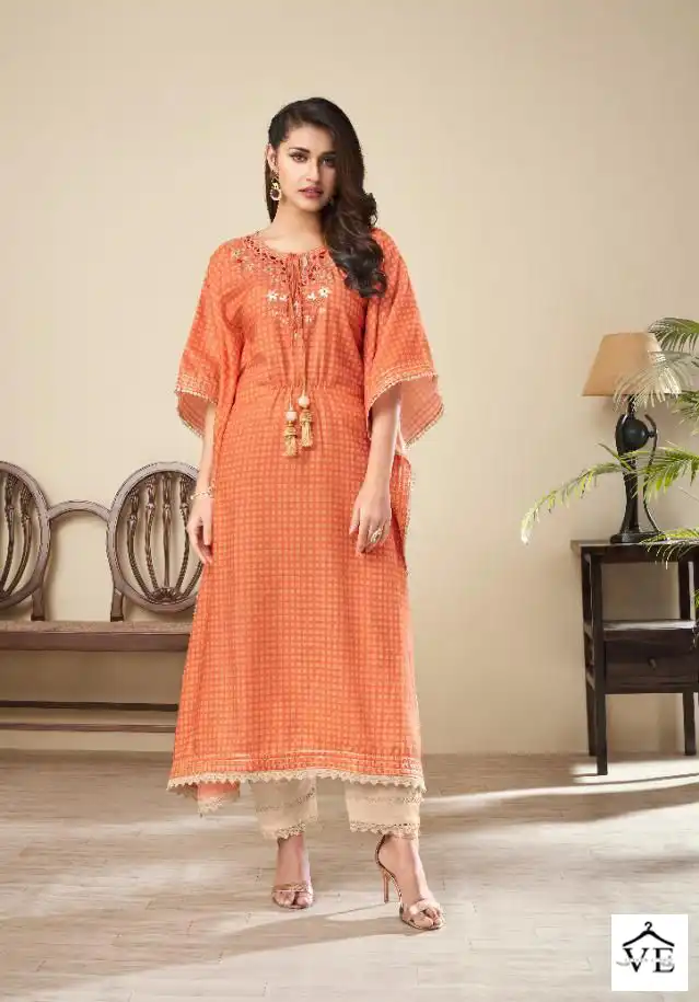 Maisha Nazhmee Pure Silk Wholesale kaftan Kurti With Pant Catalog — Wholesale Kurtis, MPA wholesale from Surat - Gallery Image 2