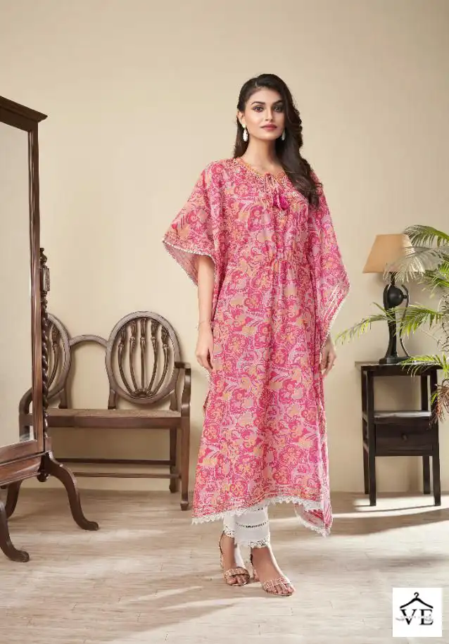 Maisha Nazhmee Pure Silk Wholesale kaftan Kurti With Pant Catalog — Wholesale Kurtis, MPA wholesale from Surat - Gallery Image 3
