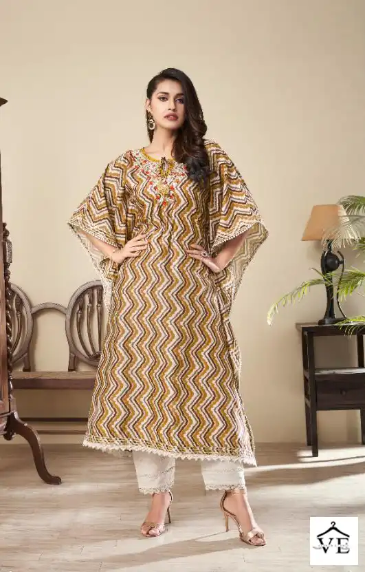 Maisha Nazhmee Pure Silk Wholesale kaftan Kurti With Pant Catalog — Wholesale Kurtis, MPA wholesale from Surat - Gallery Image 4