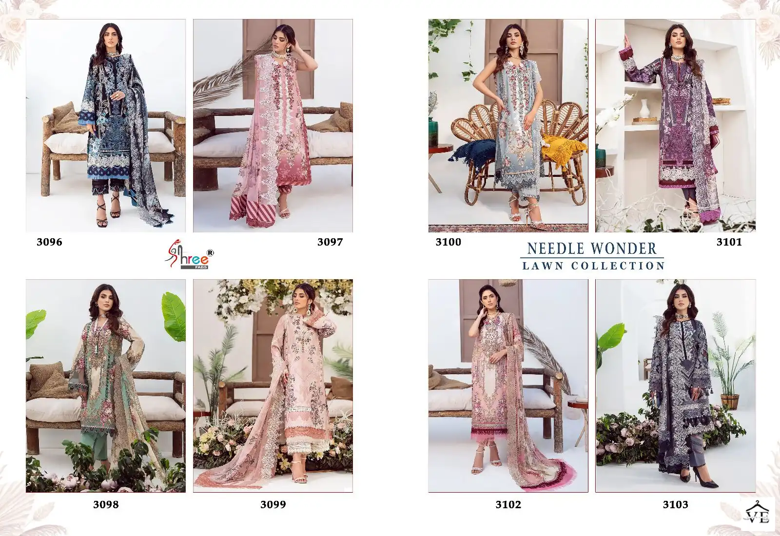 Shree Fabs Needle Wonder Lawn Collection Cotton Wholesale Pakistani Salwar Suit Catalog — Wholesale Salwar Suits, MPA wholesale from Surat — view 9