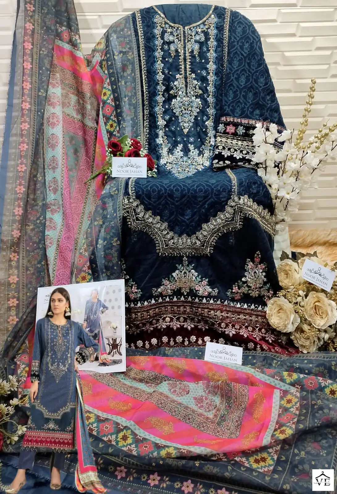 Noor Jahan Nj 19 Heavy Faux Georgette Wholesale Pakistani Salwar Suit Catalog — Wholesale Salwar Suits, MPA wholesale from Surat - Gallery Image 2