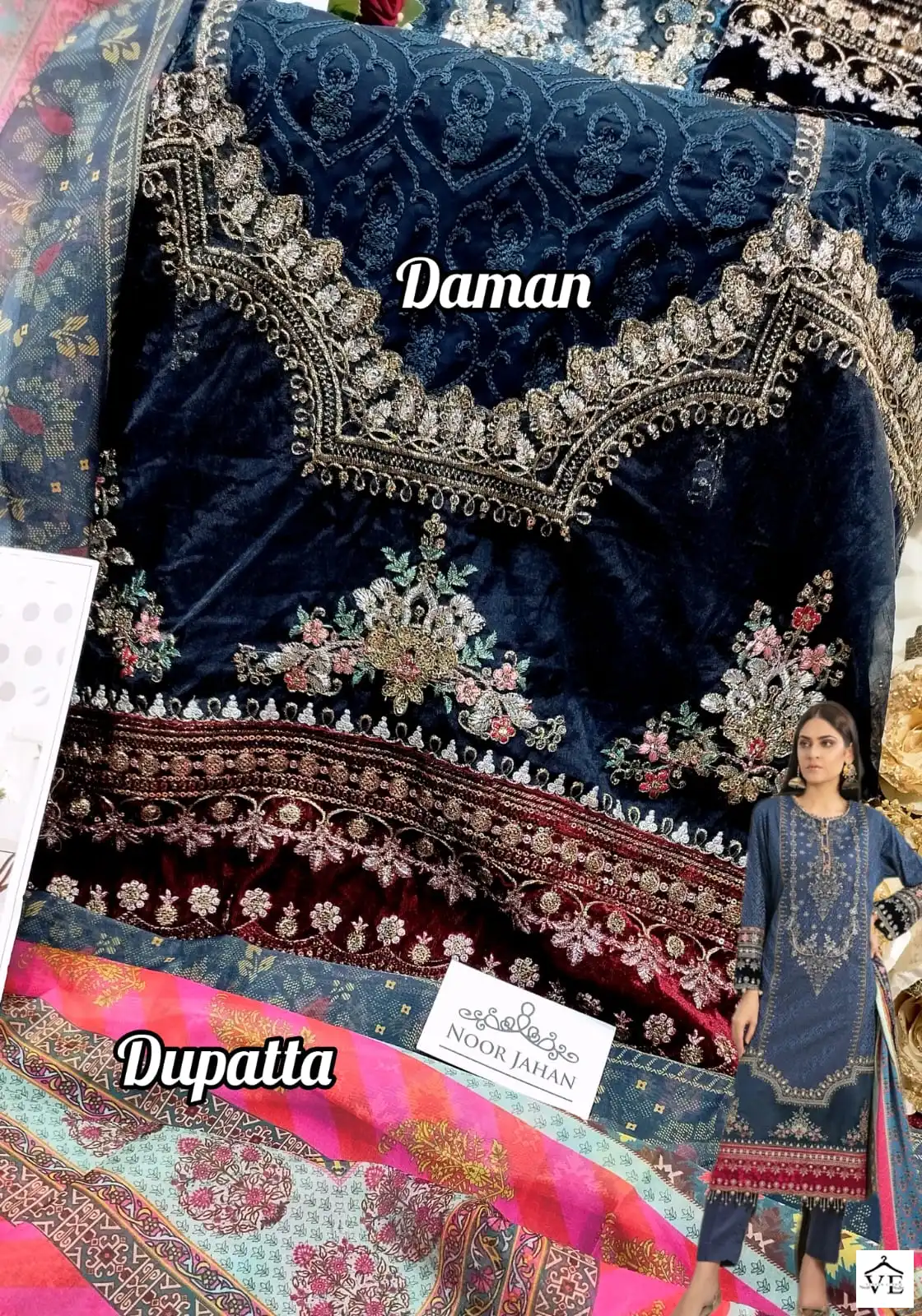 Noor Jahan Nj 19 Heavy Faux Georgette Wholesale Pakistani Salwar Suit Catalog — Wholesale Salwar Suits, MPA wholesale from Surat - Gallery Image 3