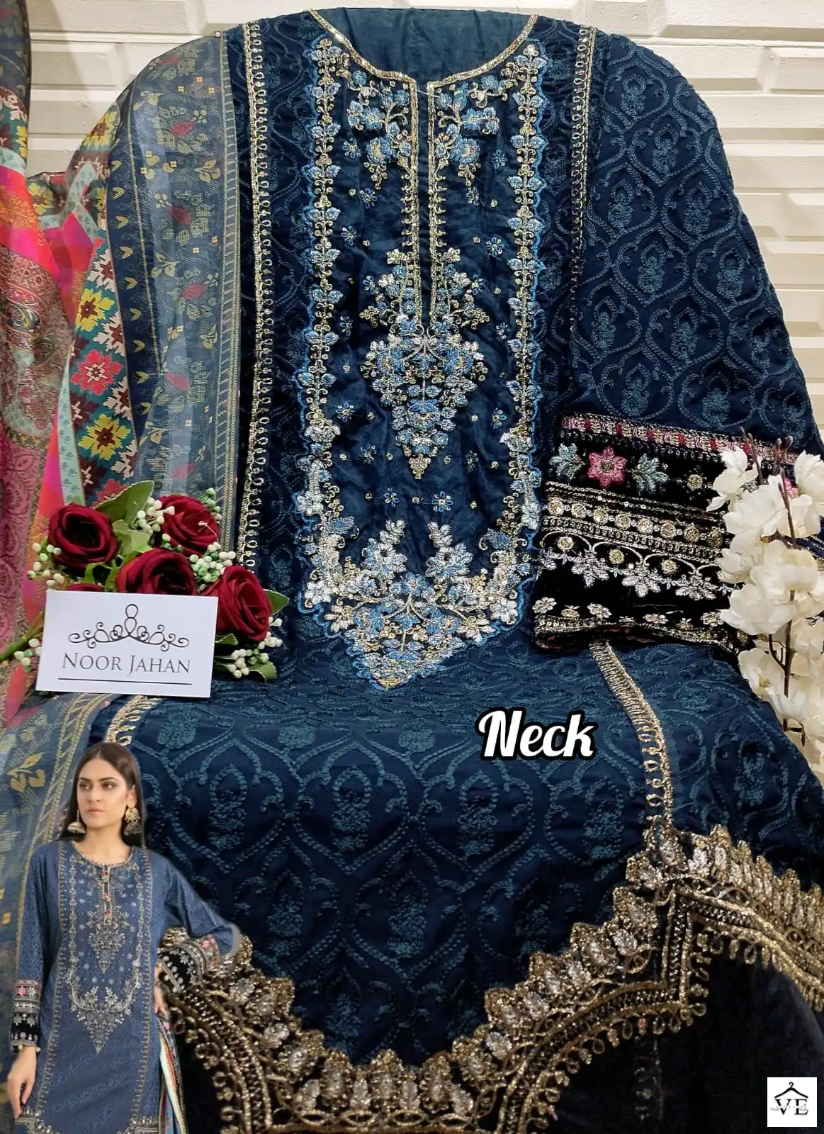 Noor Jahan Nj 19 Heavy Faux Georgette Wholesale Pakistani Salwar Suit Catalog — Wholesale Salwar Suits, MPA wholesale from Surat — view 4
