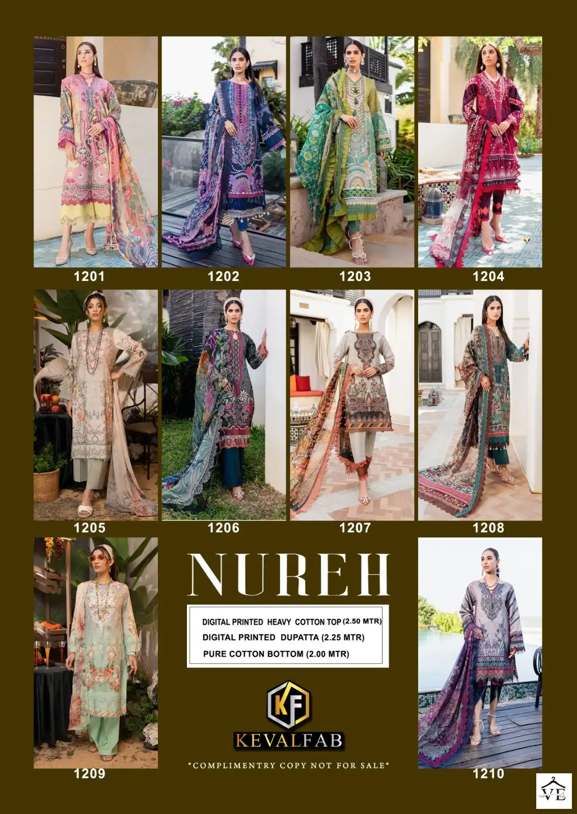 Keval Fab Nureh Vol 12 Cotton Wholesale Pakistani Salwar Suit Catalog — Wholesale Salwar Suits, MPA wholesale from Surat — view 11