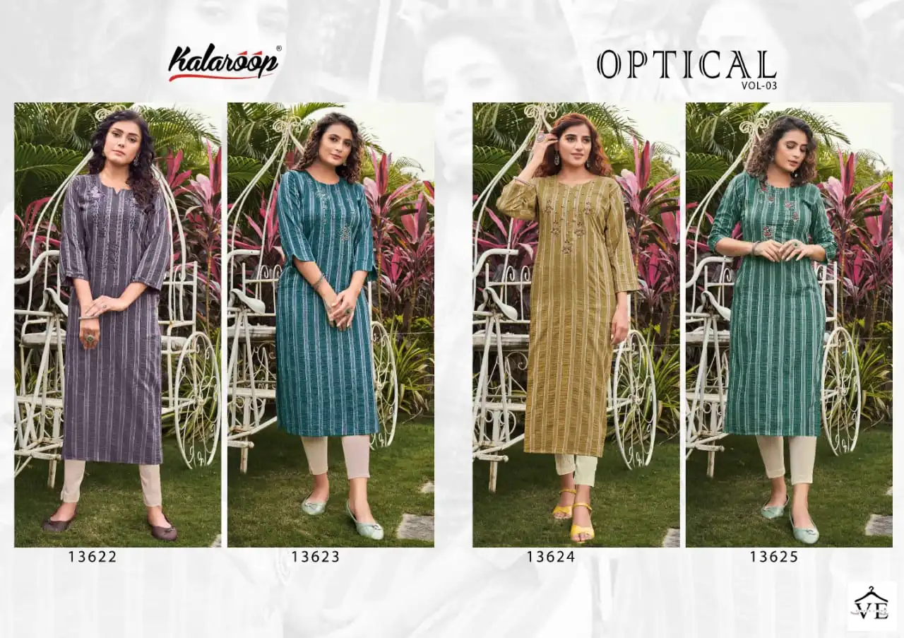Kalaroop Optical Vol 3 Fancy Rayon Wholesale Kurtis Catalog — Wholesale Kurtis, MPA wholesale from Surat — view 5
