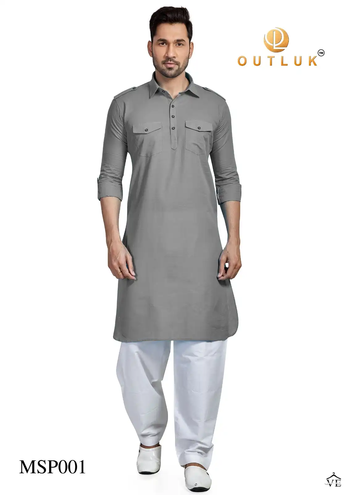 Outluk Pathani 1 Cotton Wholesale Kurta With Pajama Catalog — Singles, MPA wholesale from Surat — view 3
