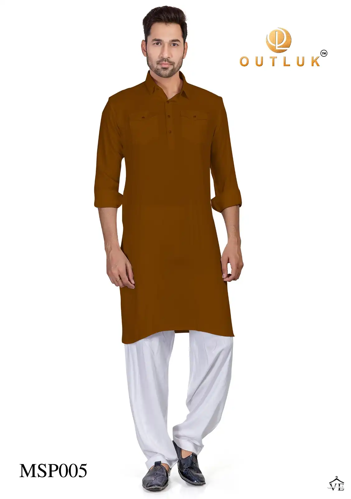 Outluk Pathani 1 Cotton Wholesale Kurta With Pajama Catalog — Singles, MPA wholesale from Surat — view 4