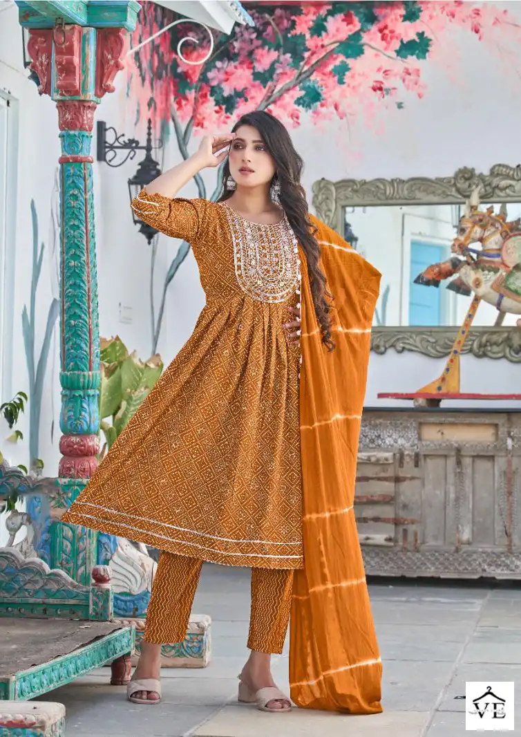 Vardan Ethnic Pankhi Rayon Bandhni Print Wholesale Readymade Salwar Suit Catalog — Wholesale Salwar Suits, MPA wholesale from Surat - Gallery Image 3