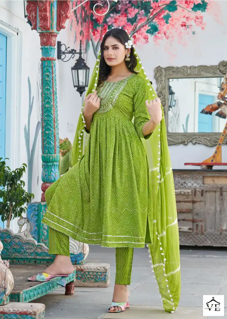 Vardan Ethnic Pankhi Rayon Bandhni Print Wholesale Readymade Salwar Suit Catalog — Wholesale Salwar Suits, MPA wholesale from Surat - Gallery Image 7