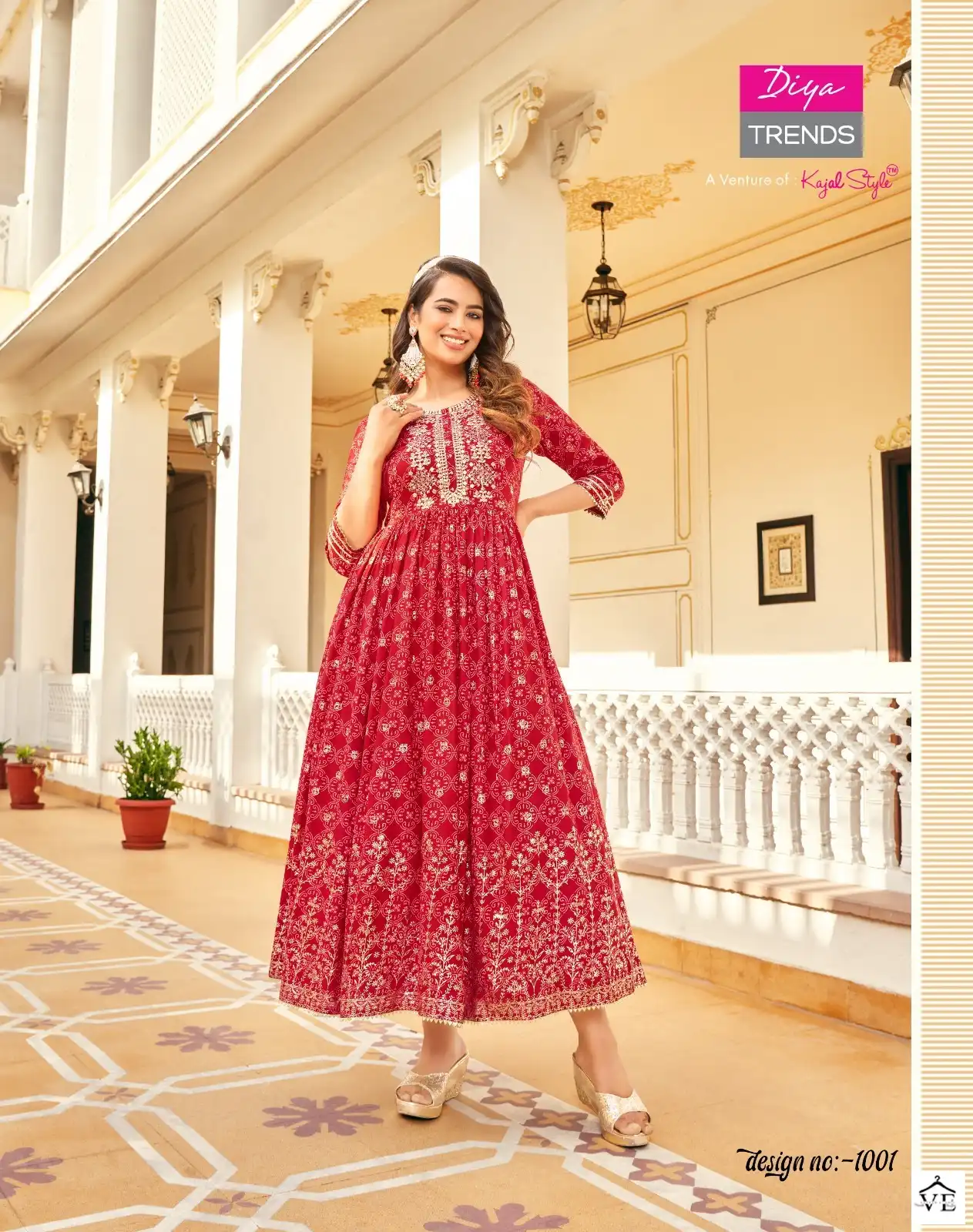 Diya Trends Poosh Vol 1 Classic Rayon Wholesale Long Gown Catalog — Wholesale Kurtis, Diya Trends wholesale from Surat - Gallery Image 2