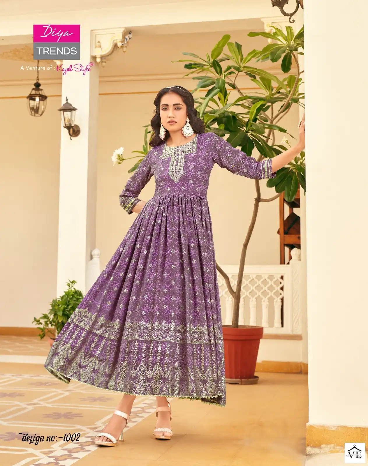 Diya Trends Poosh Vol 1 Classic Rayon Wholesale Long Gown Catalog — Wholesale Kurtis, Diya Trends wholesale from Surat - Gallery Image 3