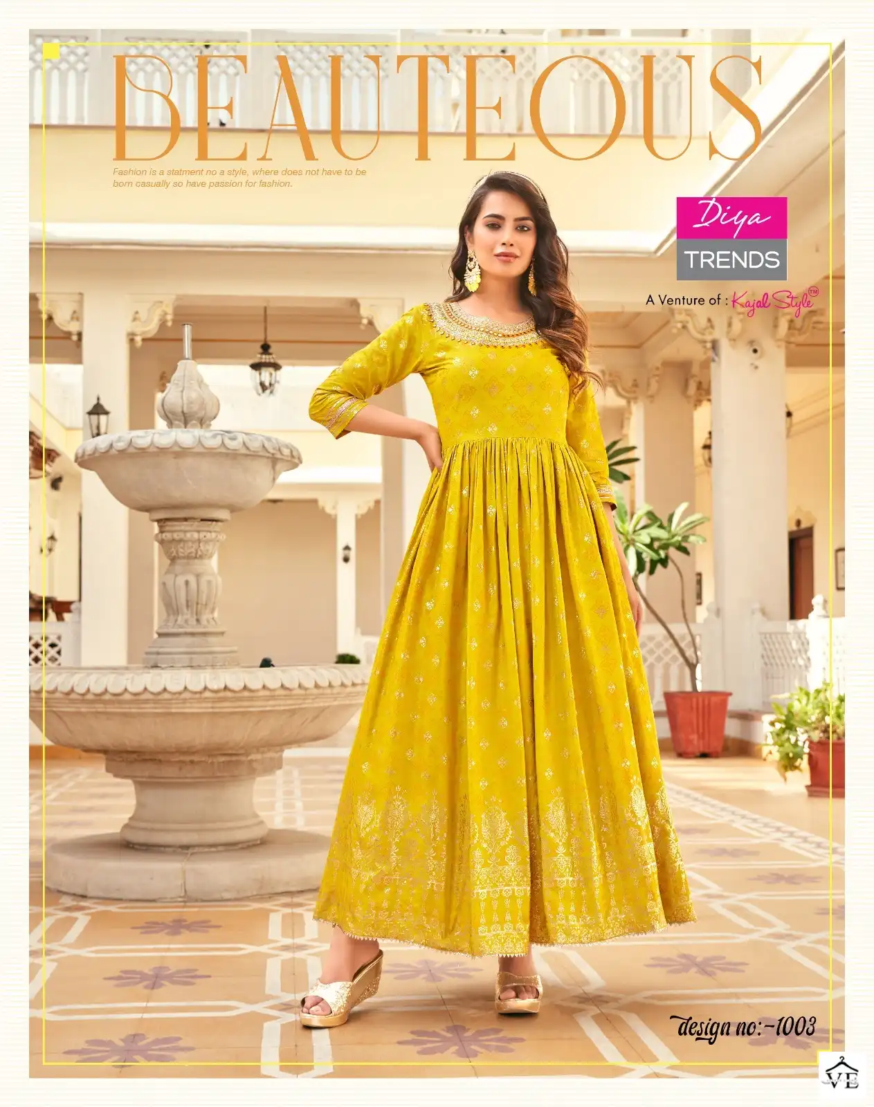 Diya Trends Poosh Vol 1 Classic Rayon Wholesale Long Gown Catalog — Wholesale Kurtis, Diya Trends wholesale from Surat - Gallery Image 4