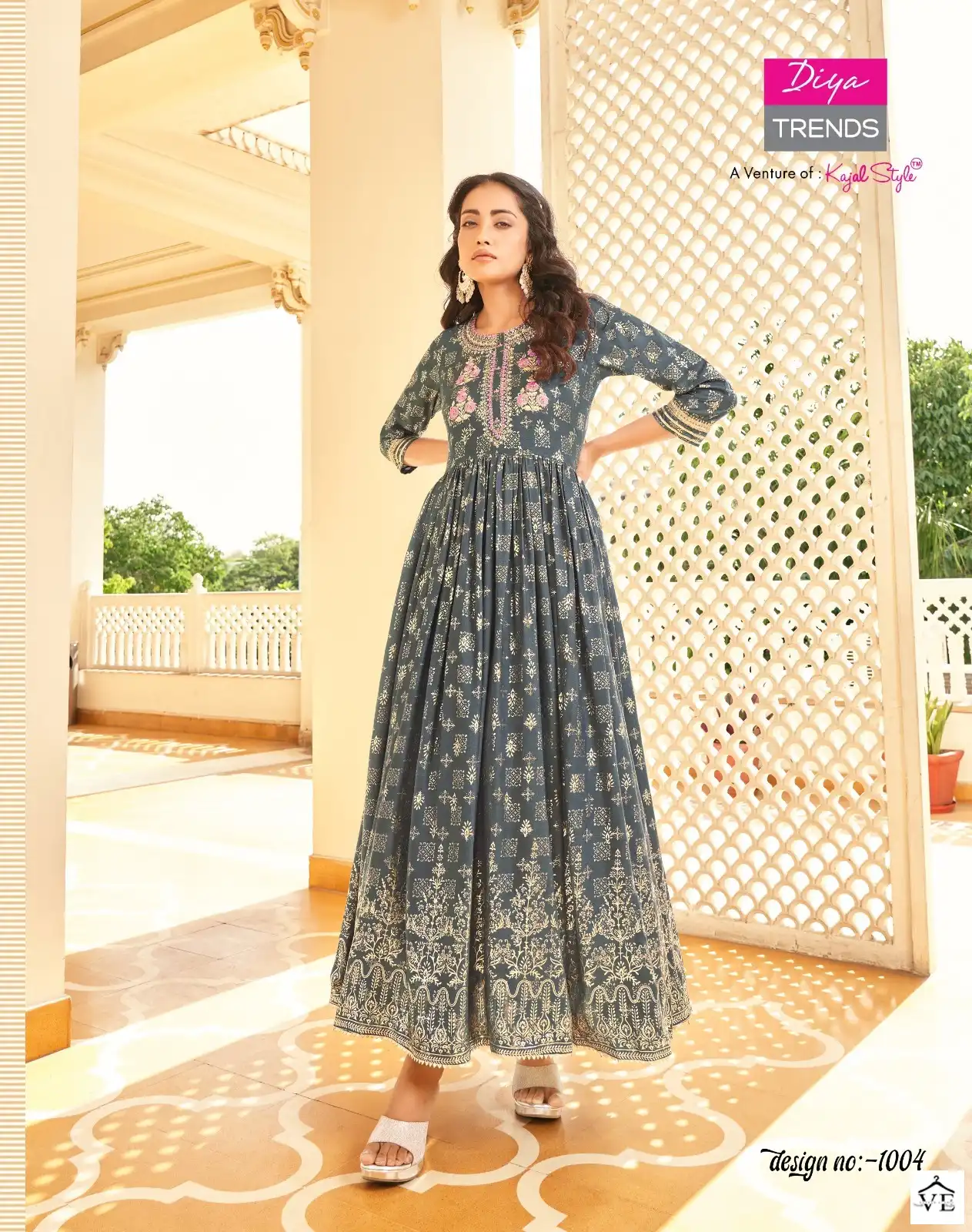 Diya Trends Poosh Vol 1 Classic Rayon Wholesale Long Gown Catalog — Wholesale Kurtis, Diya Trends wholesale from Surat - Gallery Image 5