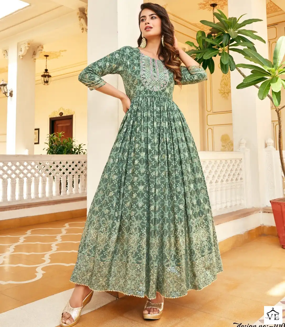 Diya Trends Poosh Vol 1 Classic Rayon Wholesale Long Gown Catalog — Wholesale Kurtis, Diya Trends wholesale from Surat — view 1